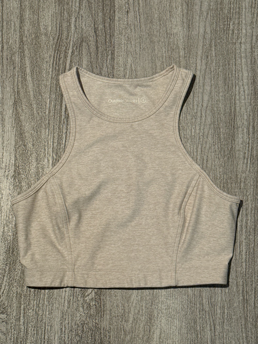 Outdoor Voices Light Gray Cropped Racerback Tank/Sports Bra